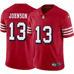 Red Throwback Steve Johnson 49ers Jersey Custom Sewn-on Patches Mens Womens Youth