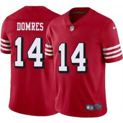 Red Throwback Marty Domres 49ers Jersey Custom Sewn-on Patches Mens Womens Youth