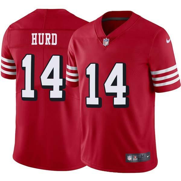 Red Throwback Jalen Hurd 49ers Jersey Custom Sewn-on Patches Mens Womens Youth