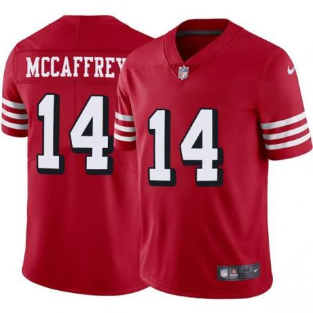 Red Throwback Max McCaffrey 49ers Jersey Custom Sewn-on Patches Mens Womens Youth