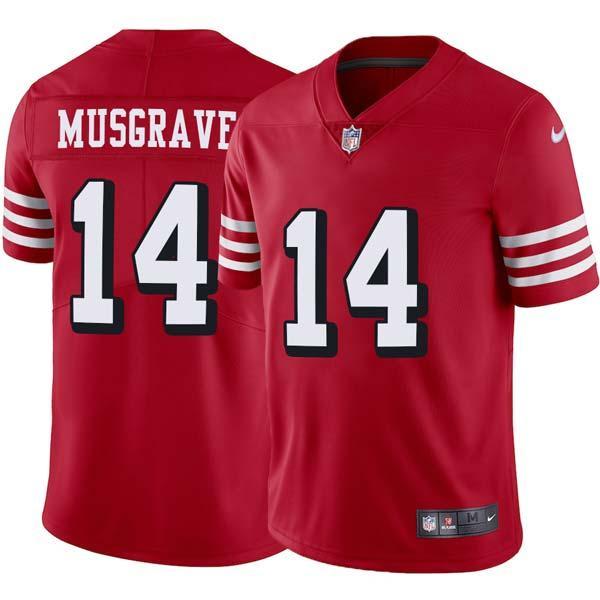 Red Throwback Bill Musgrave 49ers Jersey Custom Sewn-on Patches Mens Womens Youth