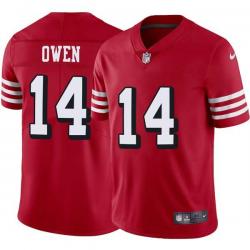 Red Throwback Tom Owen 49ers Jersey Custom Sewn-on Patches Mens Womens Youth