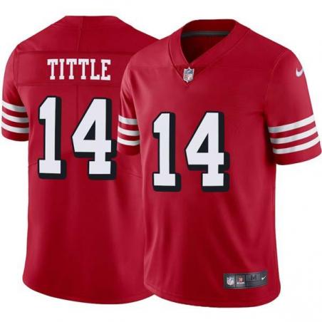 Red Throwback Y.A. Tittle 49ers Jersey Custom Sewn-on Patches Mens Womens Youth