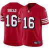 Red Throwback Norm Snead 49ers Jersey Custom Sewn-on Patches Mens Womens Youth