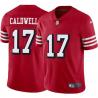 Red Throwback Mike Caldwell 49ers Jersey Custom Sewn-on Patches Mens Womens Youth