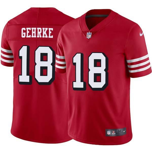 Red Throwback Fred Gehrke 49ers Jersey Custom Sewn-on Patches Mens Womens Youth