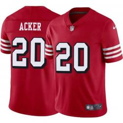 Red Throwback Kenneth Acker 49ers Jersey Custom Sewn-on Patches Mens Womens Youth