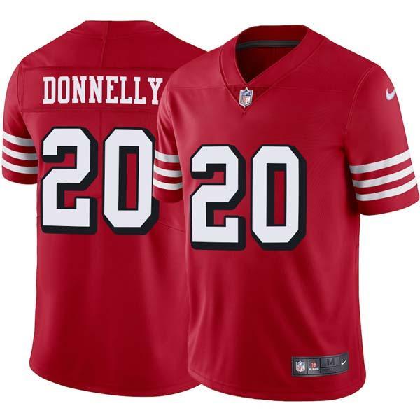 Red Throwback George Donnelly 49ers Jersey Custom Sewn-on Patches Mens Womens Youth