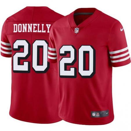 Red Throwback George Donnelly 49ers Jersey Custom Sewn-on Patches Mens Womens Youth