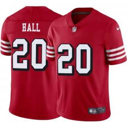 Red Throwback Leon Hall 49ers Jersey Custom Sewn-on Patches Mens Womens Youth