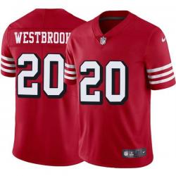 Red Throwback Brian Westbrook 49ers Jersey Custom Sewn-on Patches Mens Womens Youth