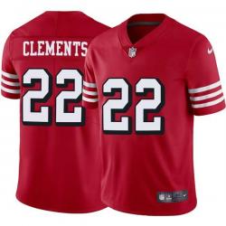 Red Throwback Nate Clements 49ers Jersey Custom Sewn-on Patches Mens Womens Youth