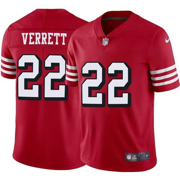 Red Throwback Jason Verrett 49ers Jersey Custom Sewn-on Patches Mens Womens Youth