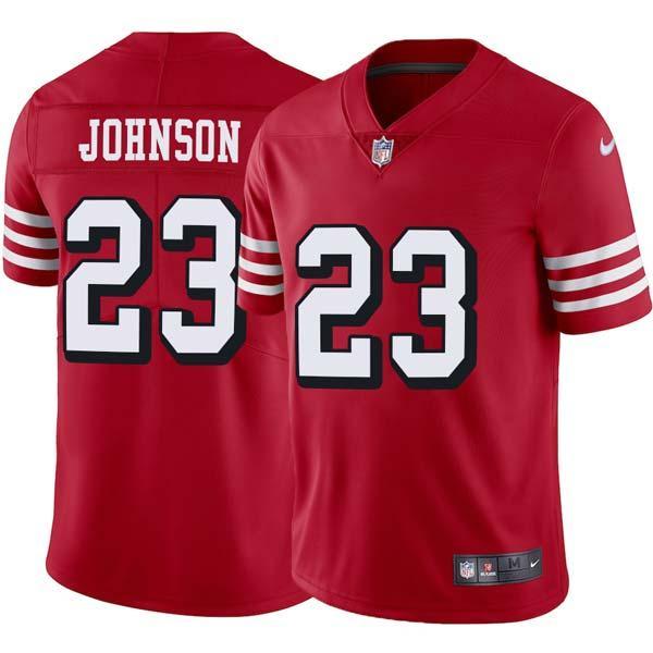 Red Throwback Bill Johnson 49ers Jersey Custom Sewn-on Patches Mens Womens Youth