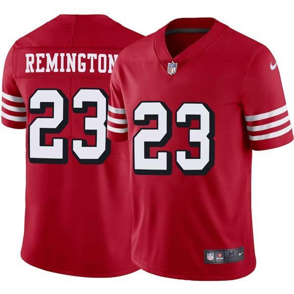 Red Throwback Bill Remington 49ers Jersey Custom Sewn-on Patches Mens Womens Youth