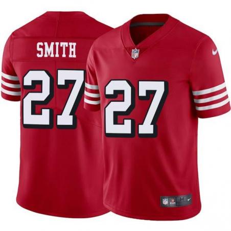 Red Throwback Frankie Smith 49ers Jersey Custom Sewn-on Patches Mens Womens Youth