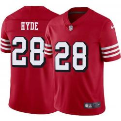 Red Throwback Carlos Hyde 49ers Jersey Custom Sewn-on Patches Mens Womens Youth