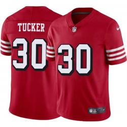 Red Throwback B.J. Tucker 49ers Jersey Custom Sewn-on Patches Mens Womens Youth