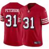 Red Throwback Will Peterson 49ers Jersey Custom Sewn-on Patches Mens Womens Youth