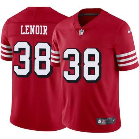 Red Throwback Deommodore Lenoir 49ers Jersey Custom Sewn-on Patches Mens Womens Youth