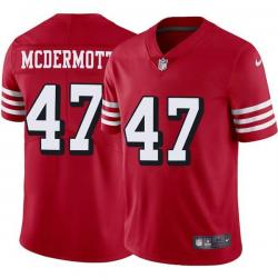 Red Throwback Kevin McDermott 49ers Jersey Custom Sewn-on Patches Mens Womens Youth