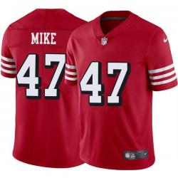 Red Throwback Bob Mike 49ers Jersey Custom Sewn-on Patches Mens Womens Youth