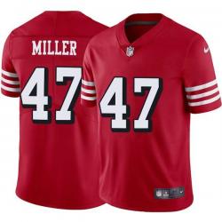 Red Throwback Brit Miller 49ers Jersey Custom Sewn-on Patches Mens Womens Youth