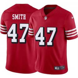 Red Throwback Saivion Smith 49ers Jersey Custom Sewn-on Patches Mens Womens Youth