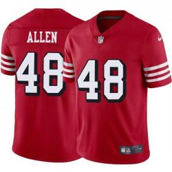 Red Throwback Brian Allen 49ers Jersey Custom Sewn-on Patches Mens Womens Youth