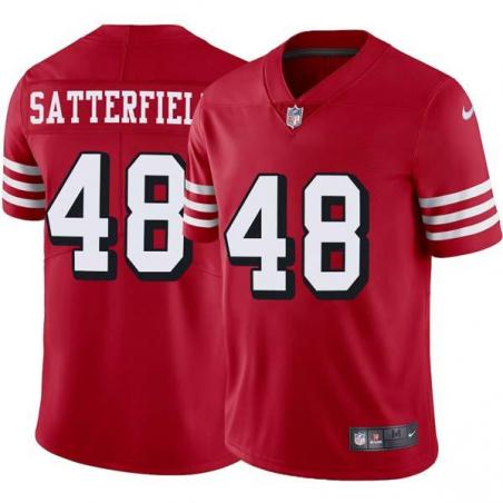 Red Throwback Al Satterfield 49ers Jersey Custom Sewn-on Patches Mens Womens Youth