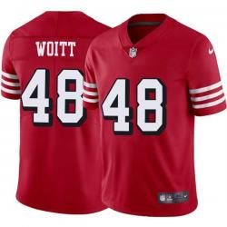 Red Throwback John Woitt 49ers Jersey Custom Sewn-on Patches Mens Womens Youth