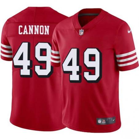 Red Throwback Trenton Cannon 49ers Jersey Custom Sewn-on Patches Mens Womens Youth