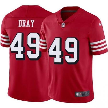 Red Throwback Jim Dray 49ers Jersey Custom Sewn-on Patches Mens Womens Youth