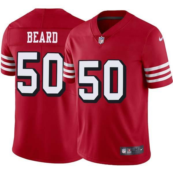 Red Throwback Ed Beard 49ers Jersey Custom Sewn-on Patches Mens Womens Youth