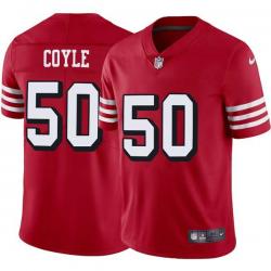 Red Throwback Brock Coyle 49ers Jersey Custom Sewn-on Patches Mens Womens Youth