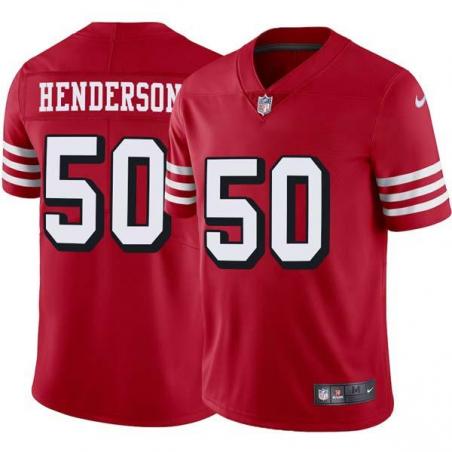 Red Throwback Thomas Henderson 49ers Jersey Custom Sewn-on Patches Mens Womens Youth