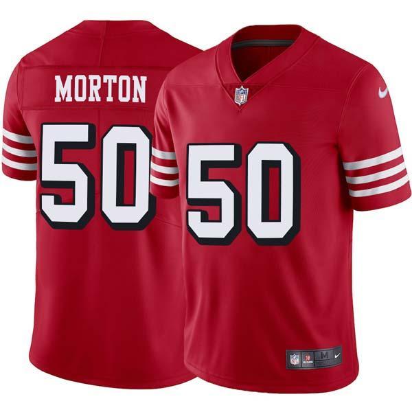 Red Throwback Dave Morton 49ers Jersey Custom Sewn-on Patches Mens Womens Youth