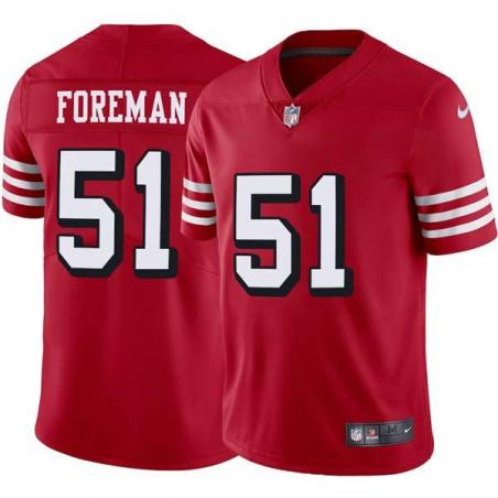 Red Throwback Jay Foreman 49ers Jersey Custom Sewn-on Patches Mens Womens Youth