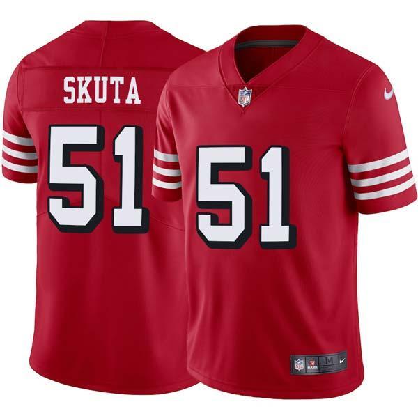 Red Throwback Dan Skuta 49ers Jersey Custom Sewn-on Patches Mens Womens Youth