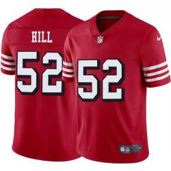 Red Throwback John Hill 49ers Jersey Custom Sewn-on Patches Mens Womens Youth