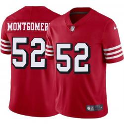 Red Throwback Blanchard Montgomery 49ers Jersey Custom Sewn-on Patches Mens Womens Youth