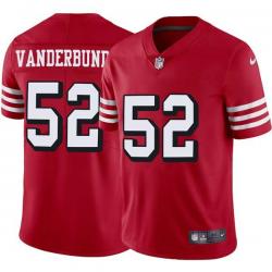 Red Throwback Skip Vanderbundt 49ers Jersey Custom Sewn-on Patches Mens Womens Youth