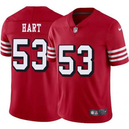 Red Throwback Tommy Hart 49ers Jersey Custom Sewn-on Patches Mens Womens Youth