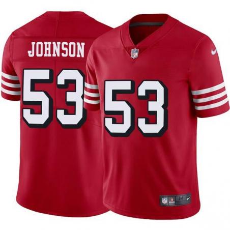 Red Throwback Bill Johnson 49ers Jersey Custom Sewn-on Patches Mens Womens Youth