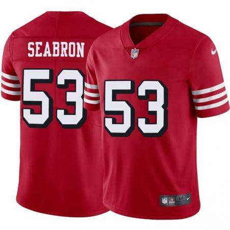 Red Throwback Tom Seabron 49ers Jersey Custom Sewn-on Patches Mens Womens Youth