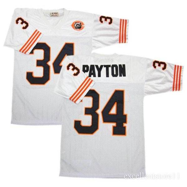 Walter Payton Chicago Football Jersey - Chicago #34 Football Jersey(White Throwback with bear patch)