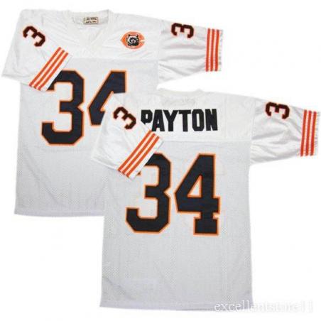 Walter Payton Chicago Football Jersey - Chicago #34 Football Jersey(White Throwback with bear patch)