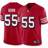 Red Throwback Bob Horn 49ers Jersey Custom Sewn-on Patches Mens Womens Youth