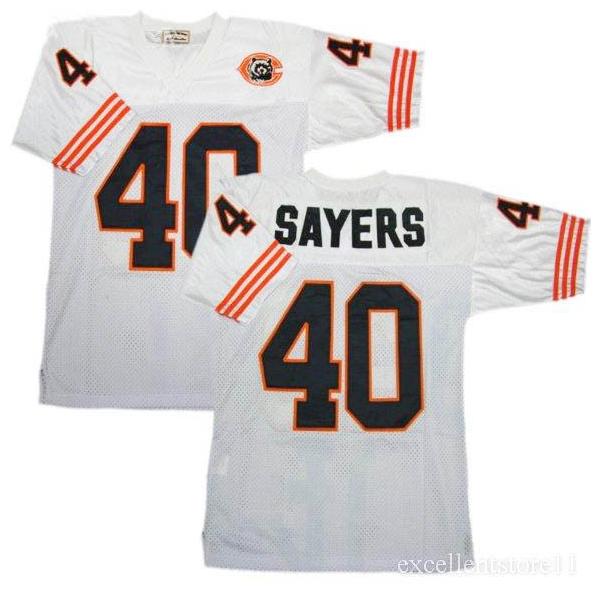 Gale Sayers Chicago Football Jersey - Chicago #40 Football Jersey(Throwback White With Bear patch)