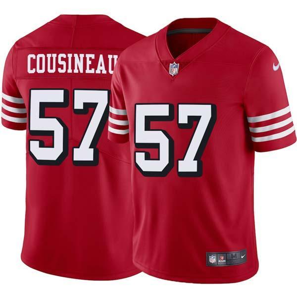 Red Throwback Tom Cousineau 49ers Jersey Custom Sewn-on Patches Mens Womens Youth